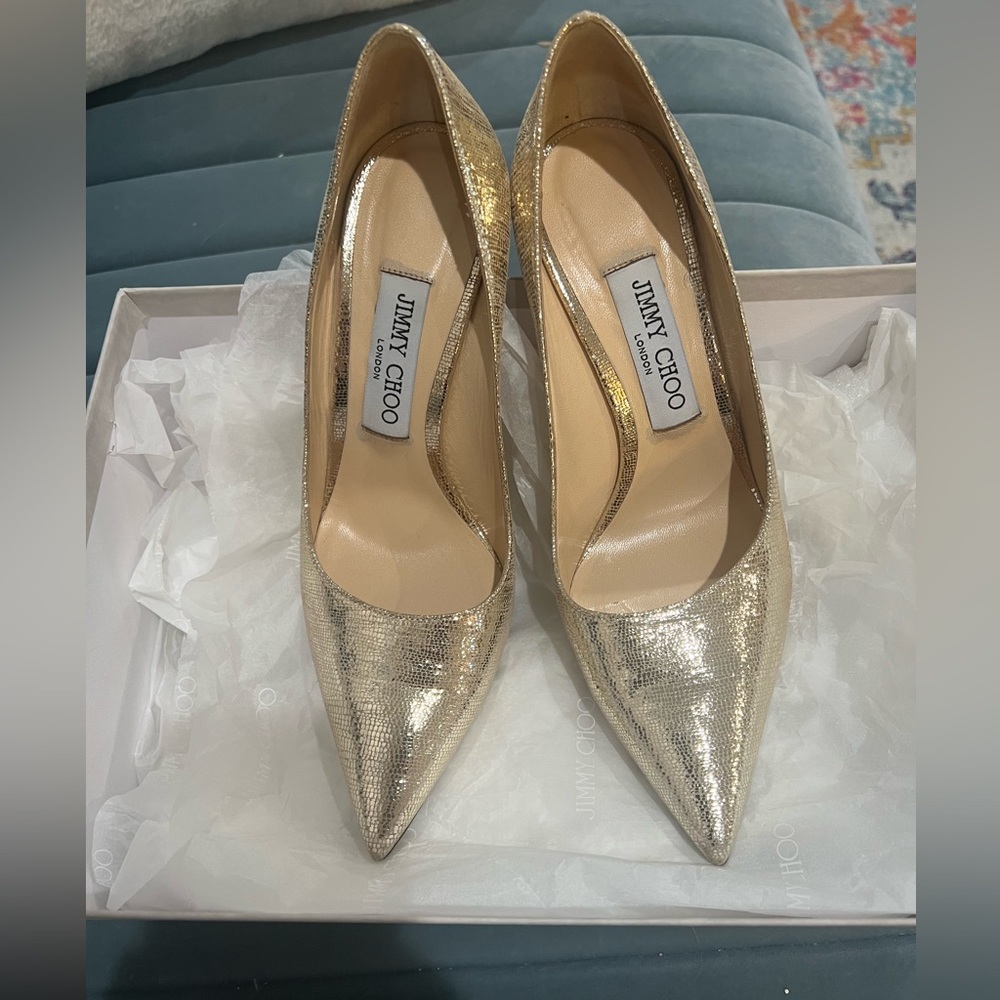 Jimmy Choo Gold Stilettos - $349